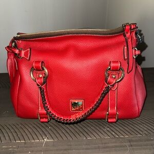Dooney & Bourke Red Satchel with Gold Accents